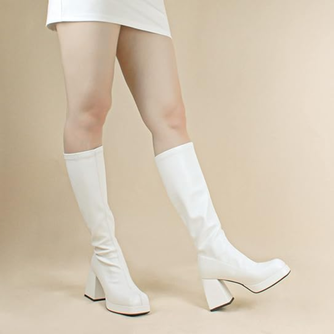 Lederstiefel Plateau Absatz Damen Blockheel - BerlinGlamour