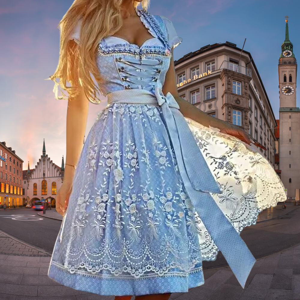 Damen Dirndl Set Traditionell mit Schürze - BerlinGlamour
