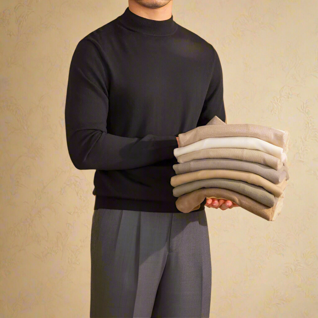 Herren Pullover Rollkragen Wolle Klassisch Elegante Qualität - BerlinGlamour