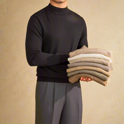 Herren Pullover Rollkragen Wolle Klassisch Elegante Qualität - BerlinGlamour