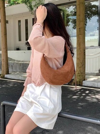 Ledertasche Halbmond Schuhe Wildleder Frauen