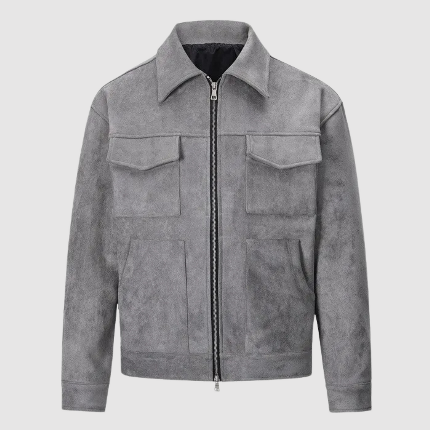 Lederjacke Damen Klassisch Wildleder Schwarz