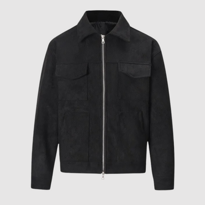 Lederjacke Damen Klassisch Wildleder Schwarz