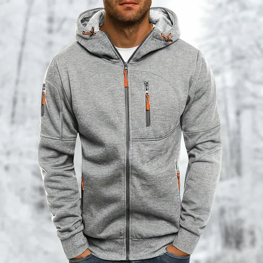 Herren Kapuzenjacke Modern Sportlich Schwarz