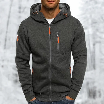 Herren Kapuzenjacke Modern Sportlich Schwarz