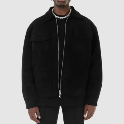 Lederjacke Damen Klassisch Wildleder Schwarz - BerlinGlamour