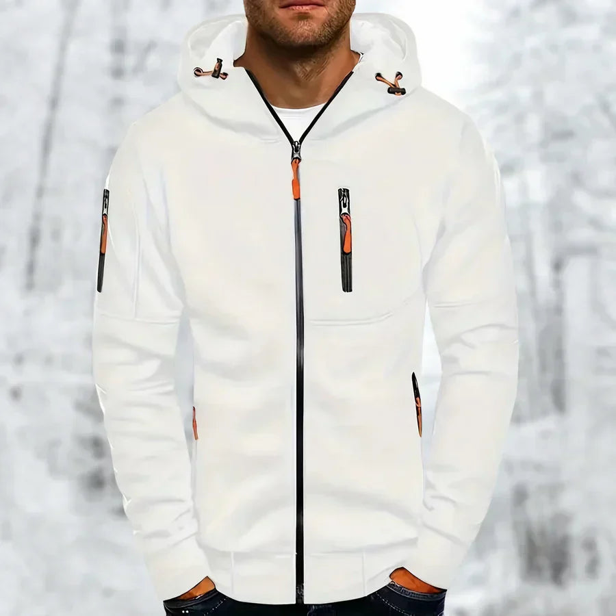 Herren Kapuzenjacke Modern Sportlich Schwarz