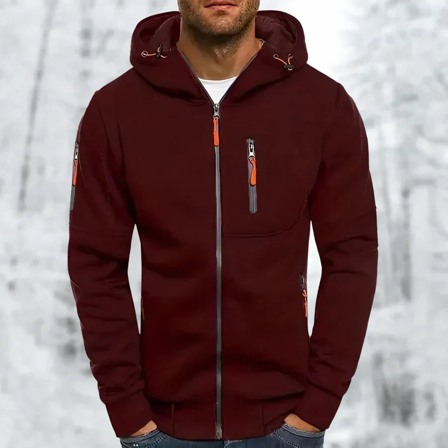 Herren Kapuzenjacke Modern Sportlich Schwarz