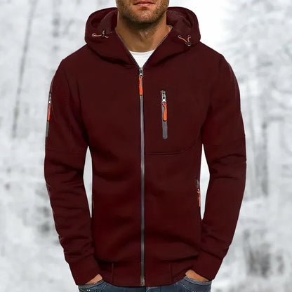 Herren Kapuzenjacke Modern Sportlich Schwarz
