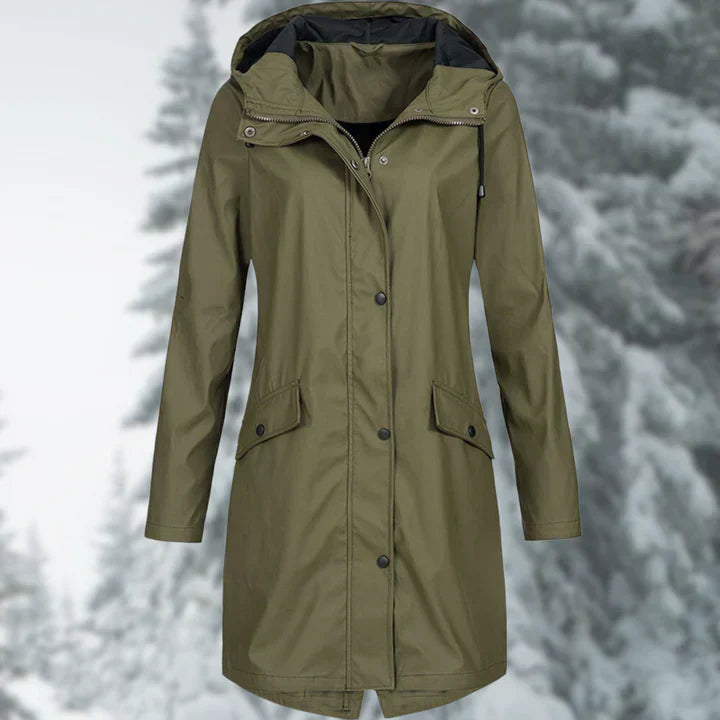 Wasserdichte Regenjacke Lange Damenmantel Modern