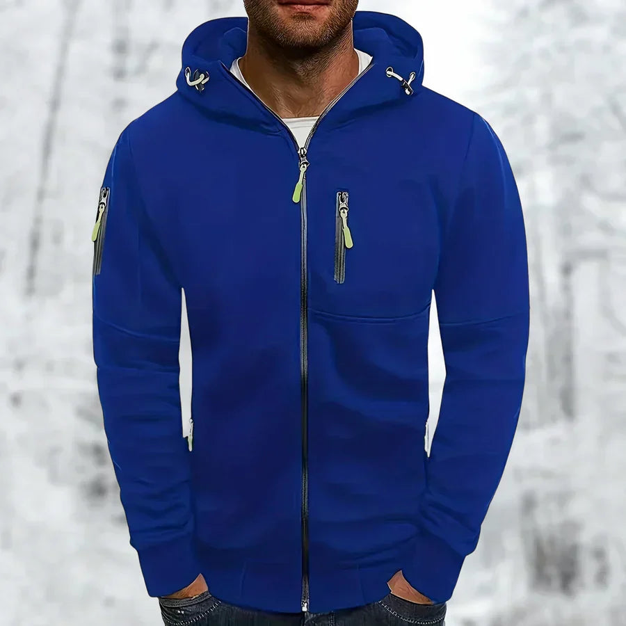 Herren Kapuzenjacke Modern Sportlich Schwarz