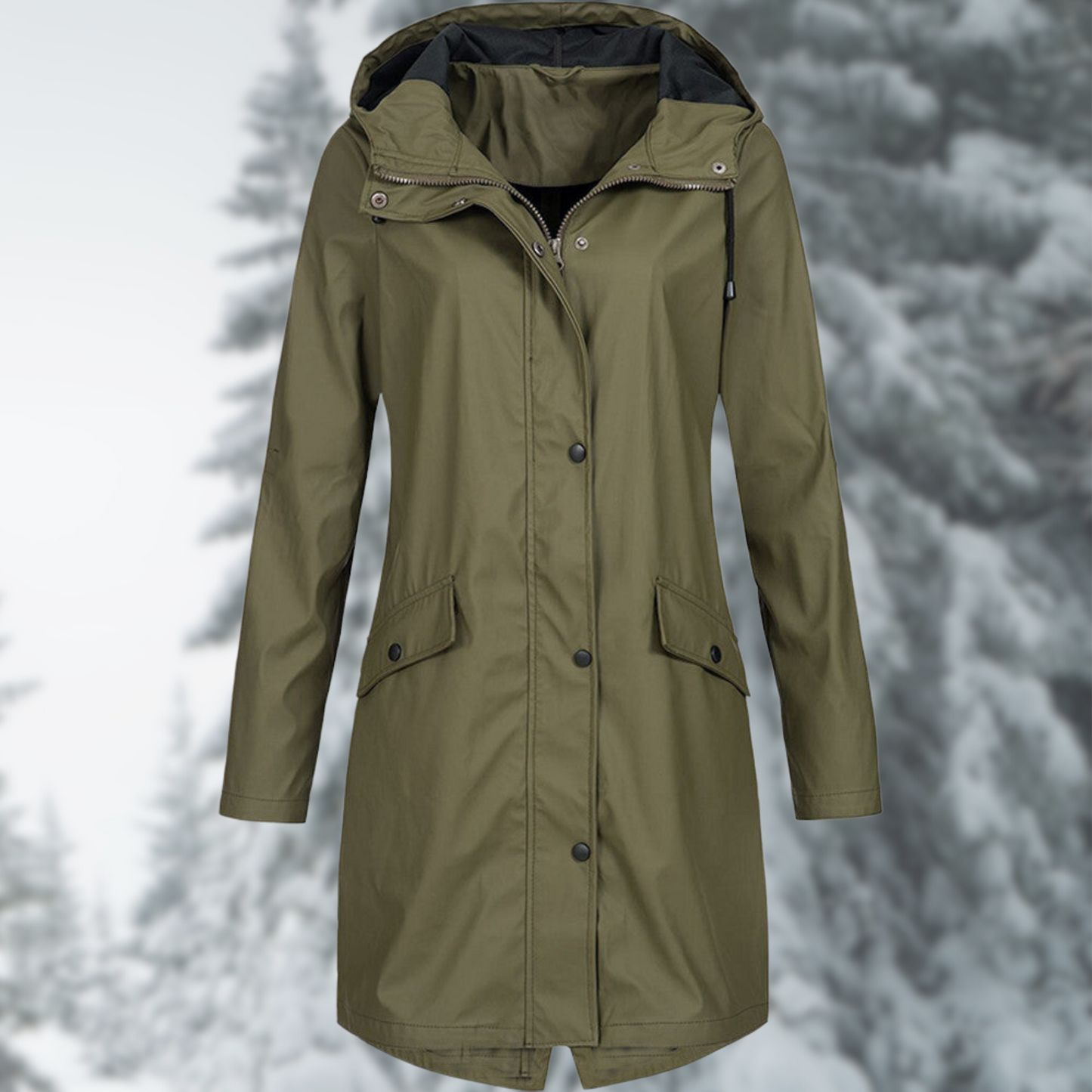 Langer Regenmantel Wasserdicht Modern Damen