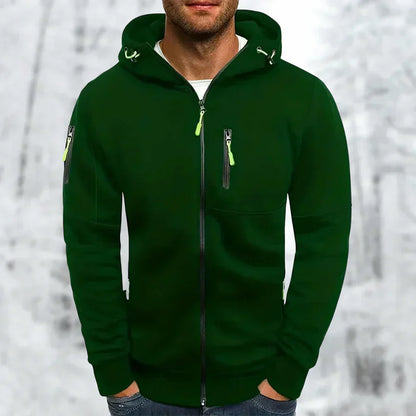 Herren Kapuzenjacke Modern Sportlich Schwarz