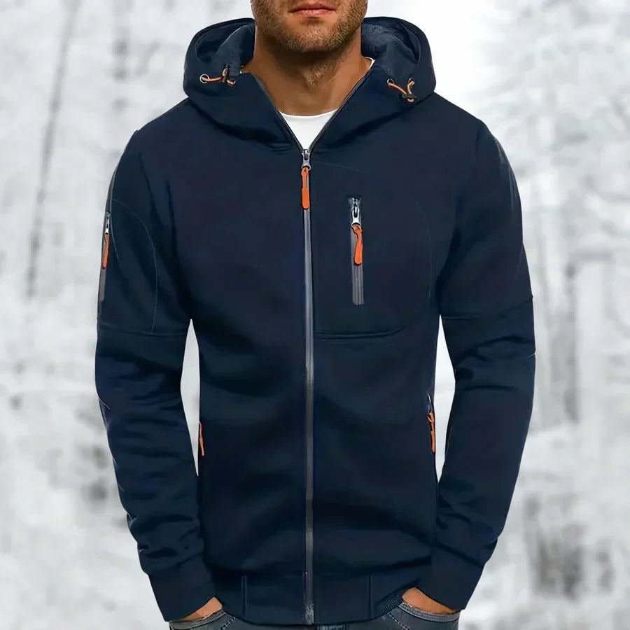 Herren Kapuzenjacke Modern Sportlich Schwarz