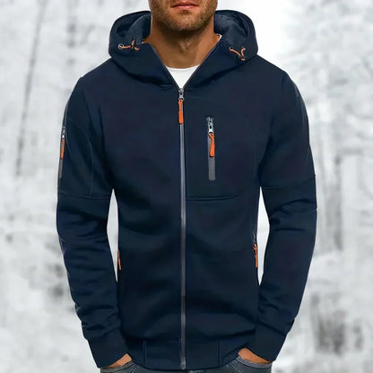 Herren Kapuzenjacke Modern Sportlich Schwarz