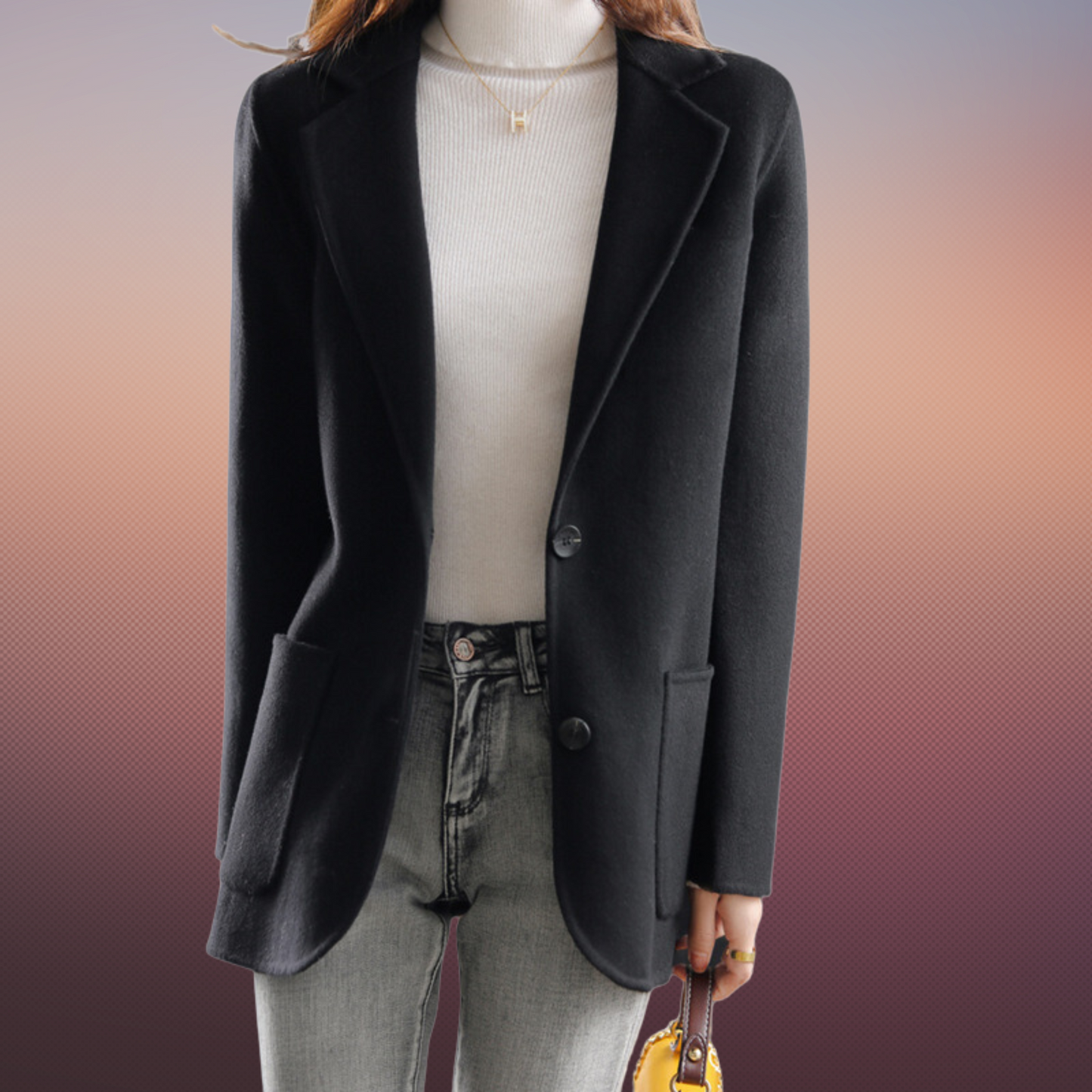 Damen Blazer Klassisch Bürolook Zweiknopfdesign