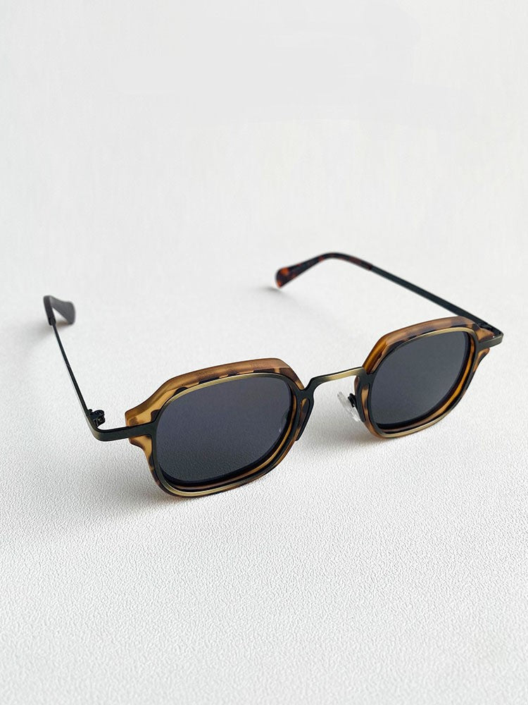 Herren Sonnenbrille Klassisch Echtleder Schwarz