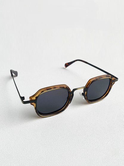 Herren Sonnenbrille Klassisch Echtleder Schwarz