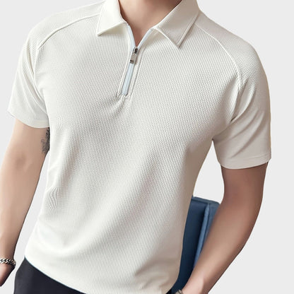 Herren Poloshirt Baumwolle Reißverschluss Casual Elegant