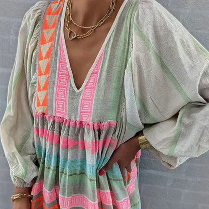 Boho Maxi-Kleid Lang Frauen Sommer