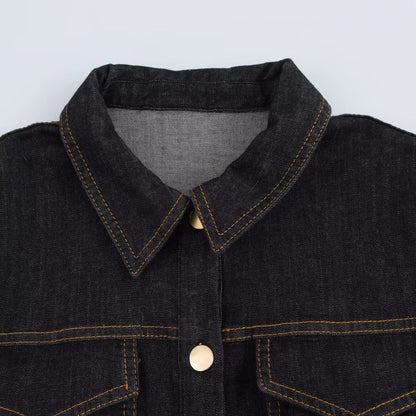 Damen Jeanskleid Langärmlig Knopfleiste Modern