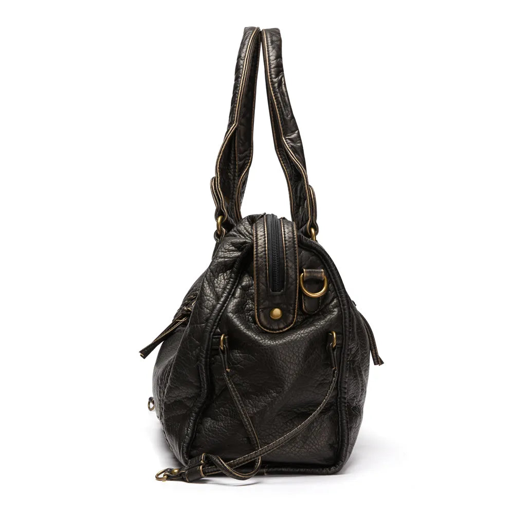 Elegante Lederhandtasche Schwarz Damen