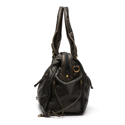 Elegante Lederhandtasche Schwarz Damen