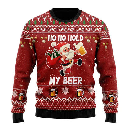 Herren Weihnachtspullover Lustig Bier Motiv