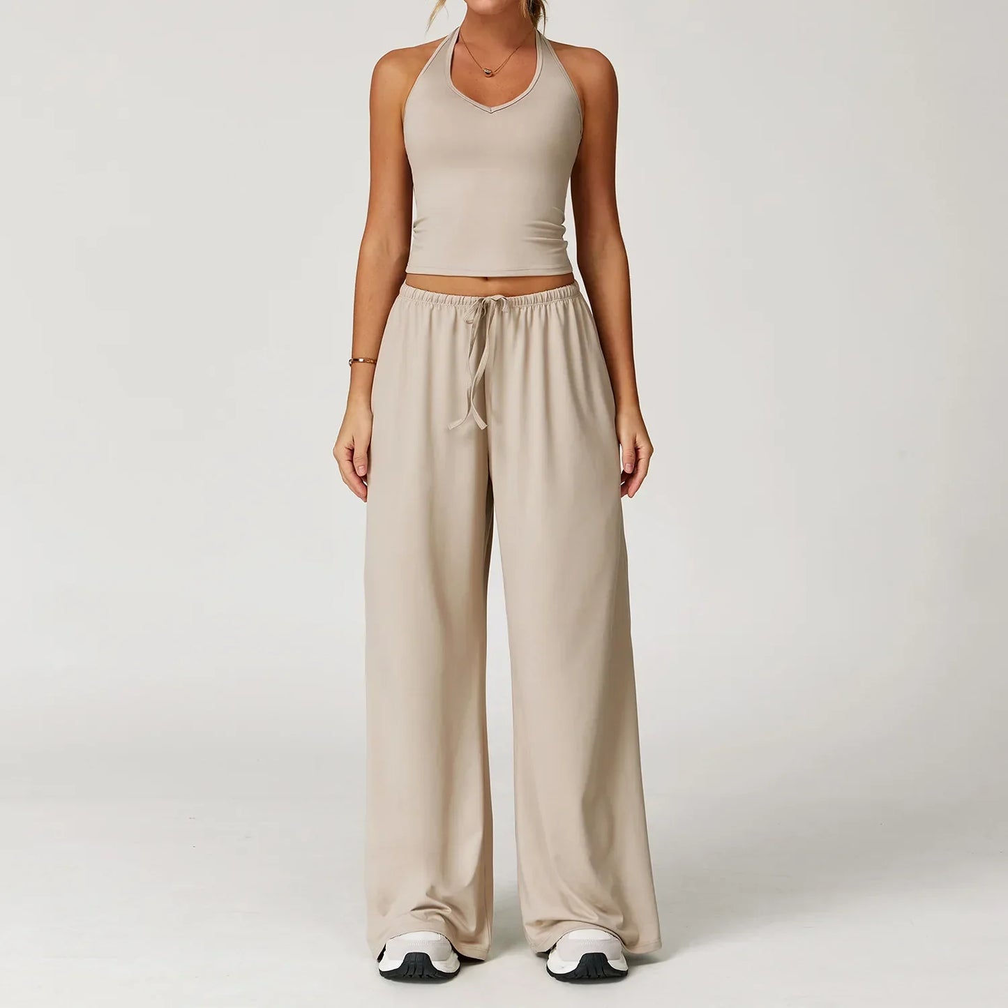 Damen Lounge Set Halter Top Crop Oberteil Bequem