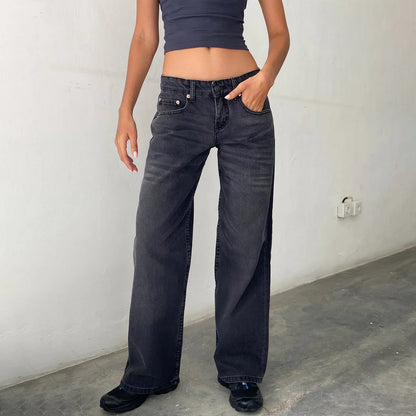 Weite Damen-Jeans Vintage-Stil Relaxed Fit