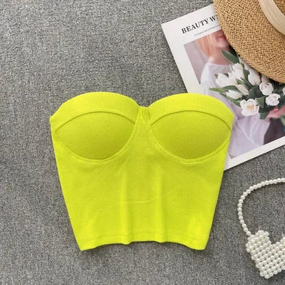 Damen Bustier-Top mit Rippenstruktur und Push-Up-Effekt