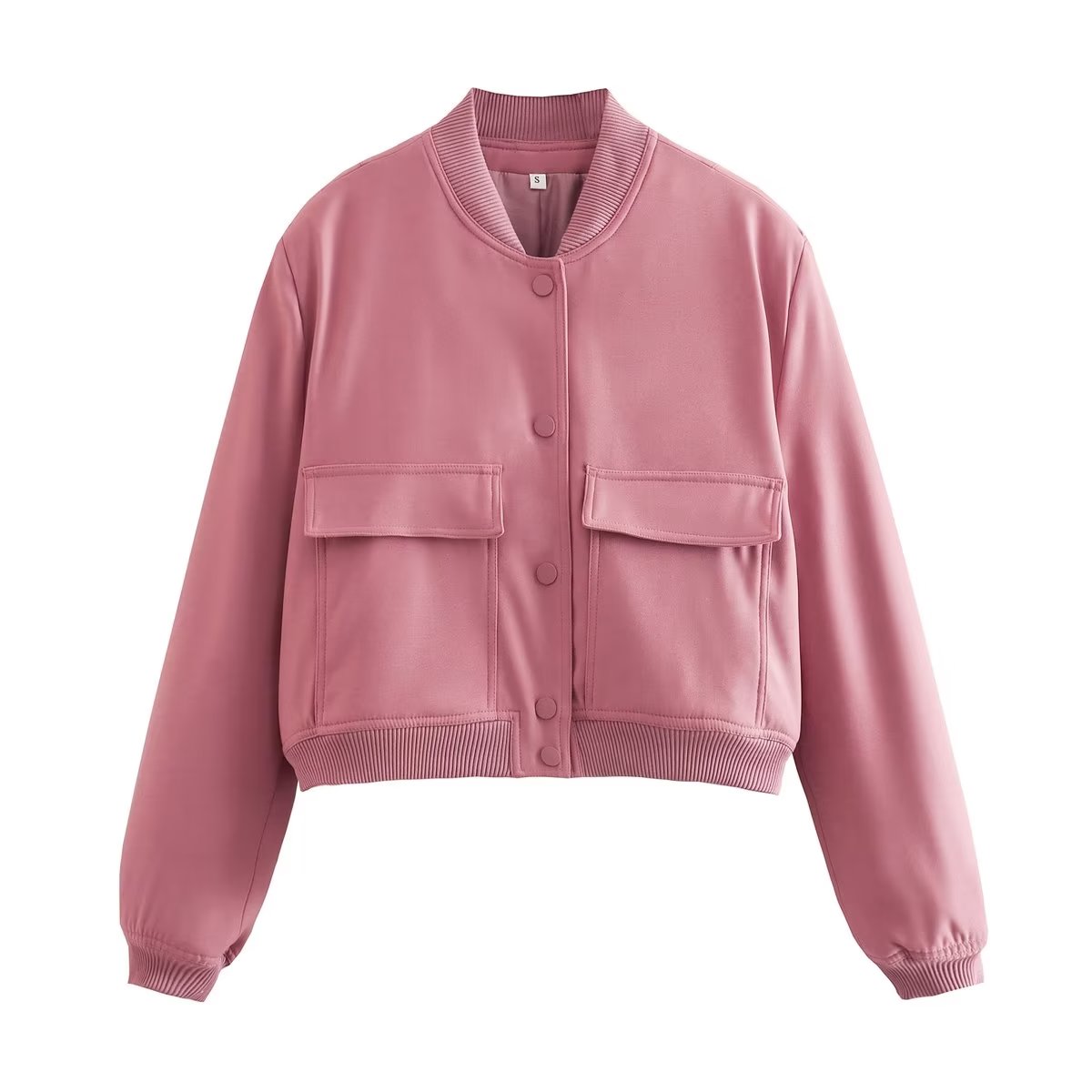 Damen Kurzjacke Modern mit Taschen und Cropped Schnitt