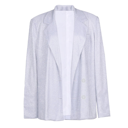 Glitzer Outfit Set Damen Blazer Hose Top