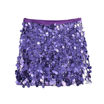 Glitzer Minirock Damen Pailletten Kurzrock Elegant