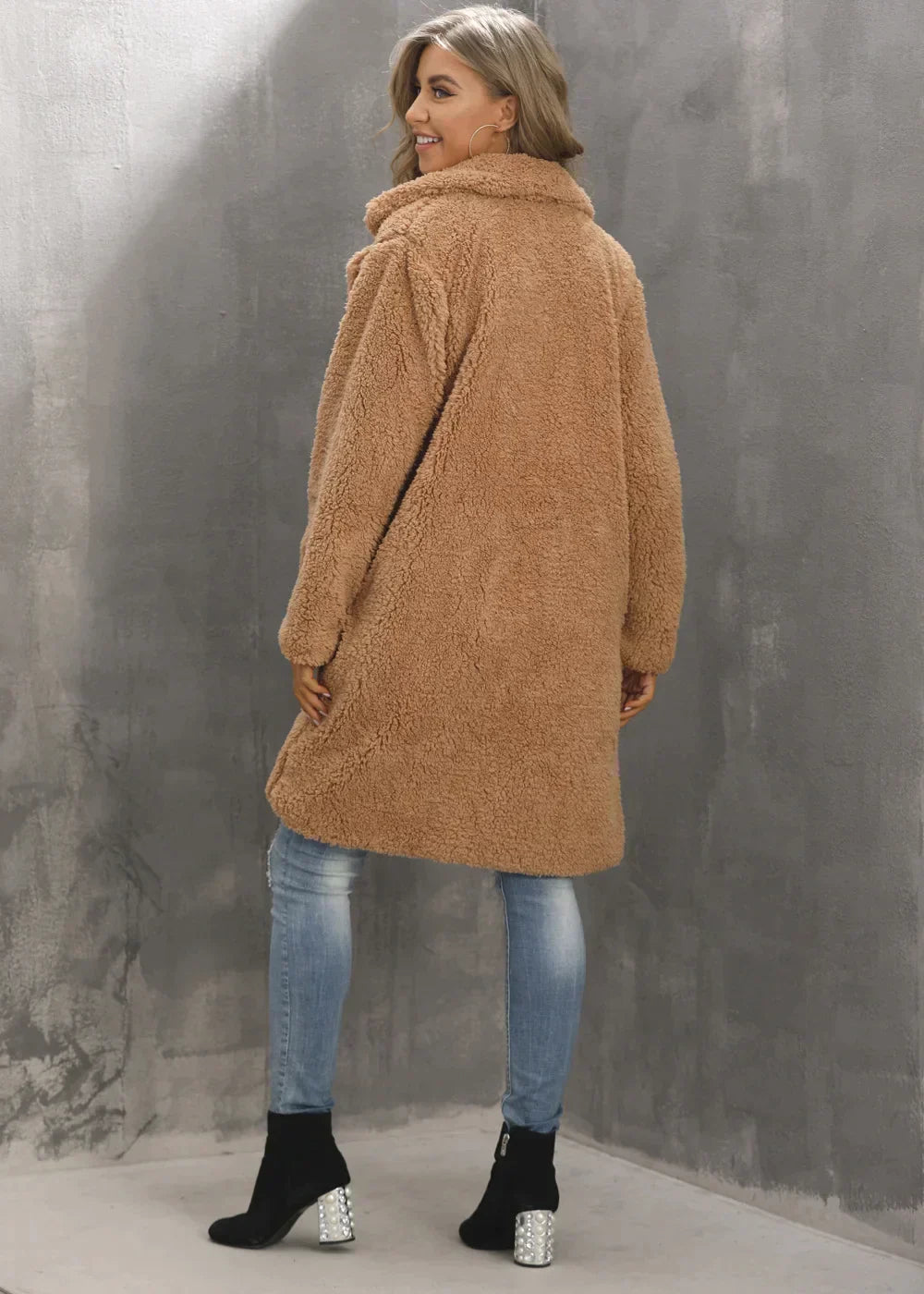 Teddy Mantel Weich Warm Oversized Offen - BerlinGlamour