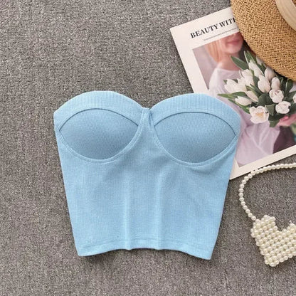 Damen Bustier-Top mit Rippenstruktur und Push-Up-Effekt