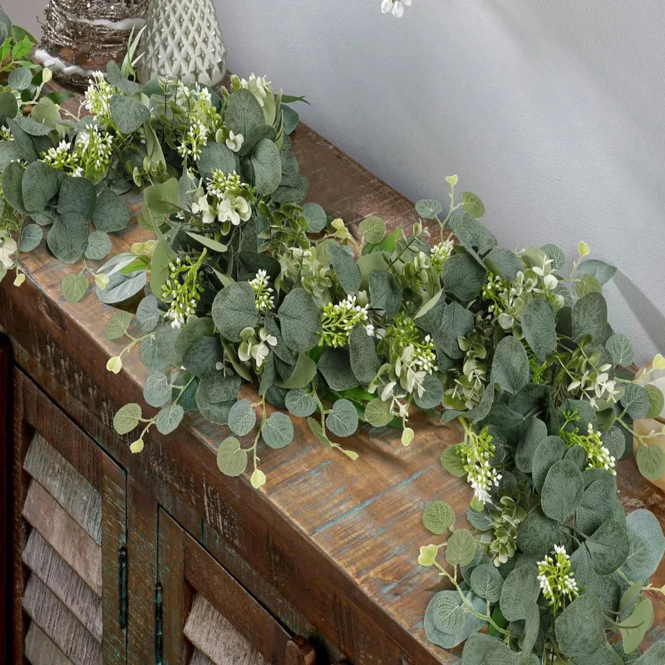 Künstliche Girlande Eukalyptus Grün Dekor Set 2-teilig