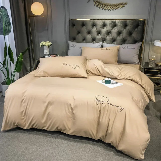 Luxus Bettwäsche mit Stickdesign Elegante Schlafzimmer
