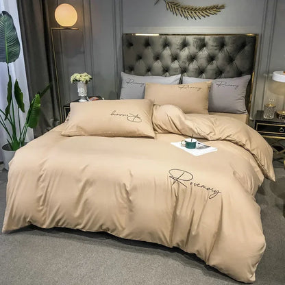 Luxus Bettwäsche mit Stickdesign Elegante Schlafzimmer