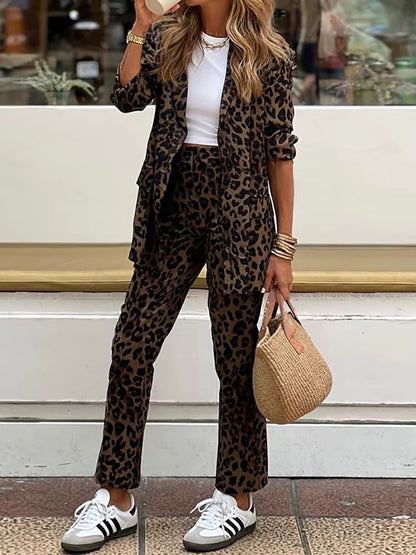 Damen Outfit Set: Leopard Blazer mit passender Hose - BerlinGlamour