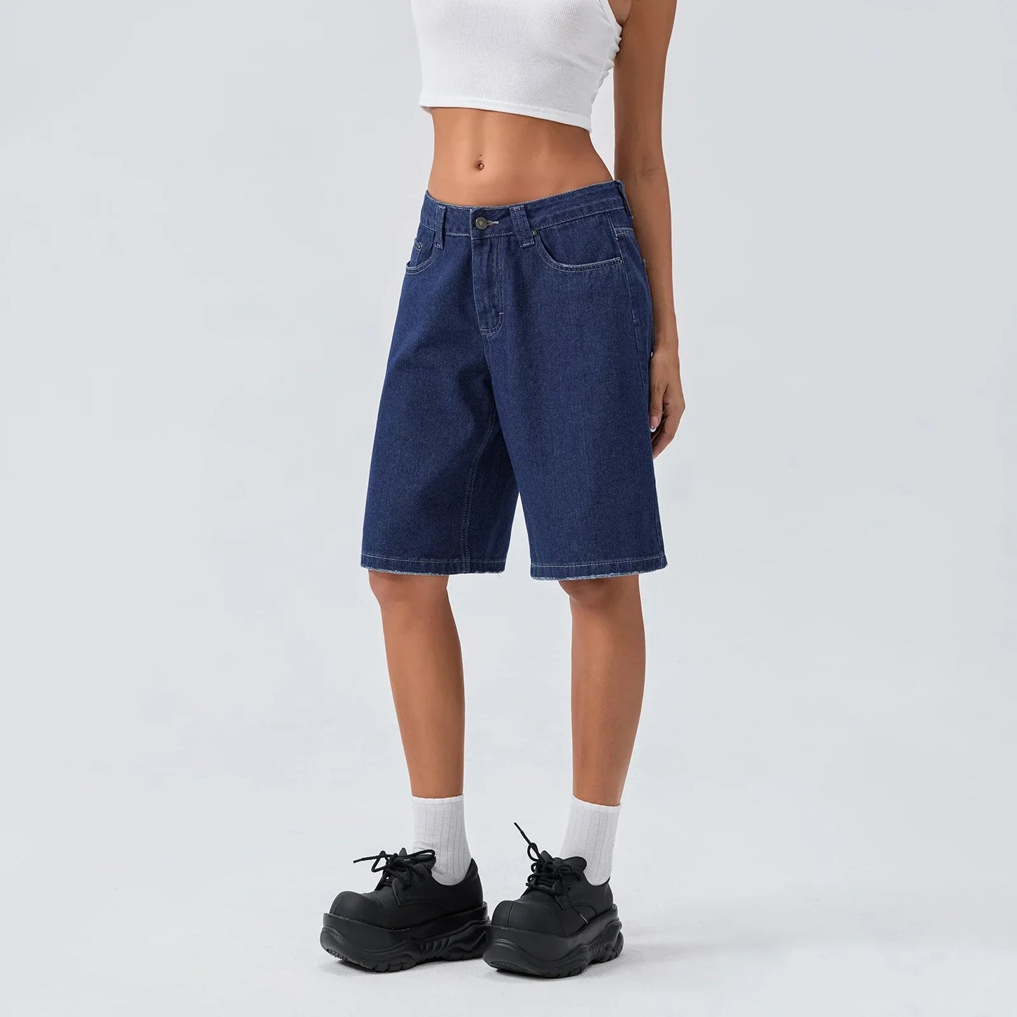 Damen Bermuda Shorts Loose Fit Jeans Bequem