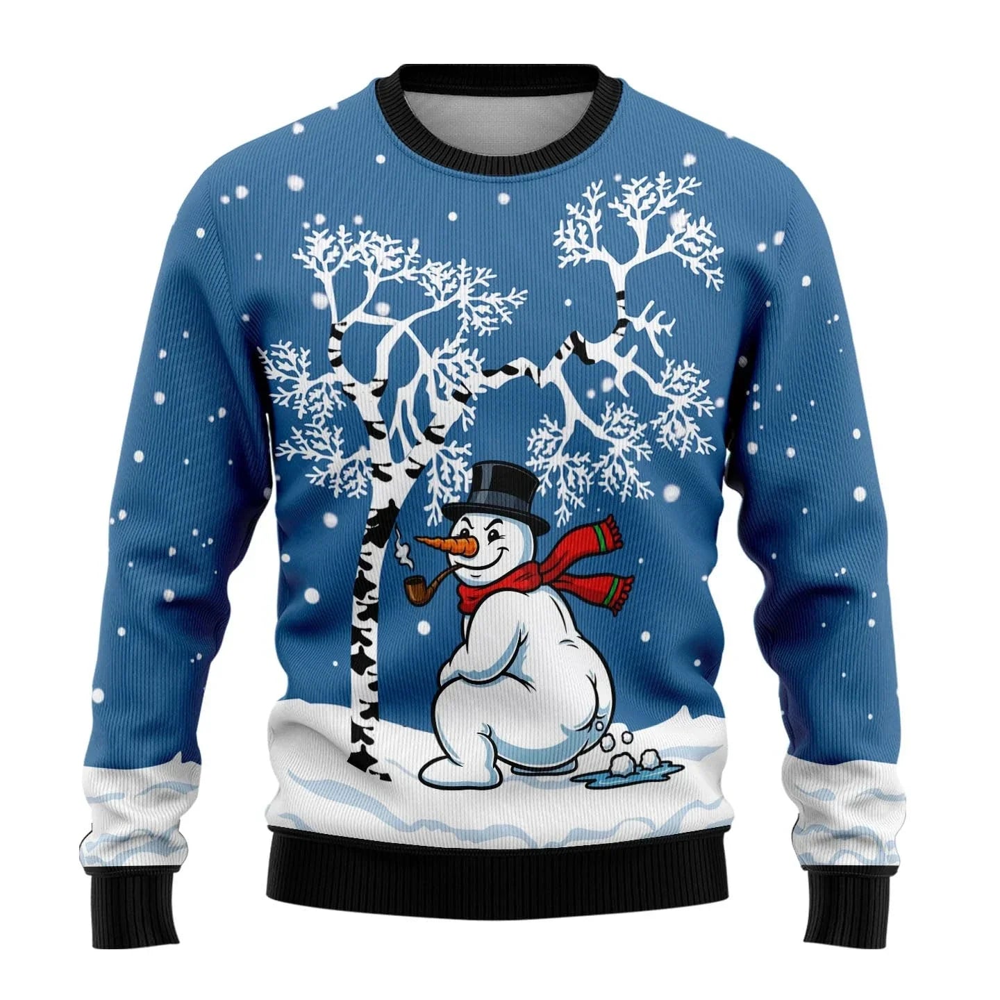 Weihnachtspullover Herren Schneemann Motiv Rot - BerlinGlamour