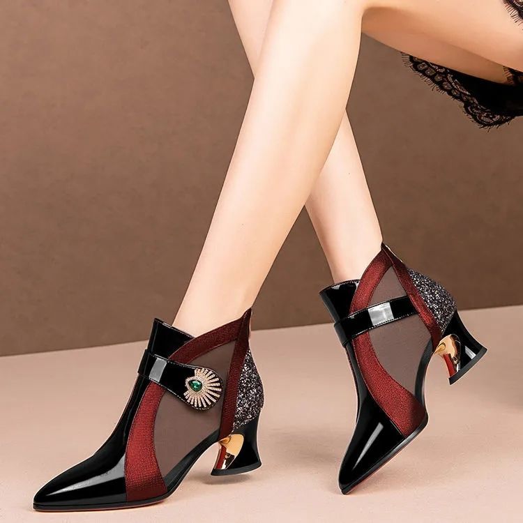 Stiletto Knöchelstiefel High Heel Damen Schuhe Glitter