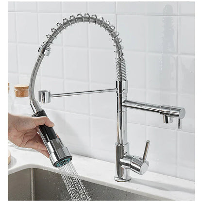 Küchenarmatur Doppel Auslauf Bronze Luxus
