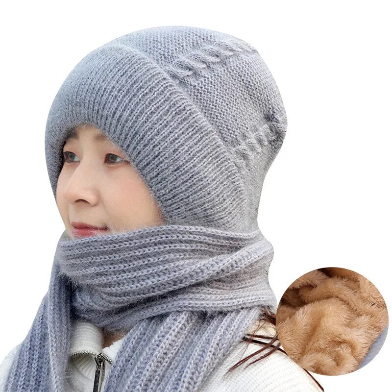 Warme Wintermütze Schal Plüsch Set