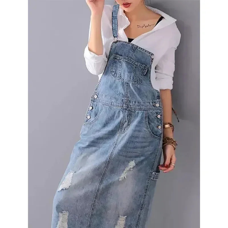 Kleid Trägerkleid Denim Lässig Sommer - BerlinGlamour
