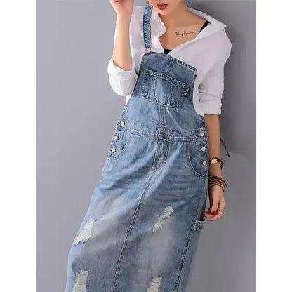 Kleid Trägerkleid Denim Lässig Sommer - BerlinGlamour