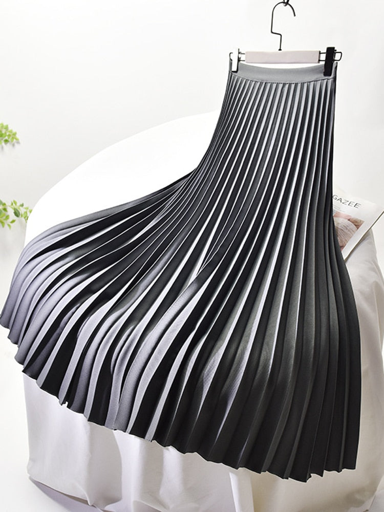 Designer Plisseerock Damenrock Hohe Taille Elegant Luxus