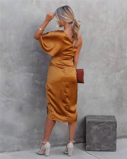 Damenkleid Modern Midikleid Asymmetrisch Elegant
