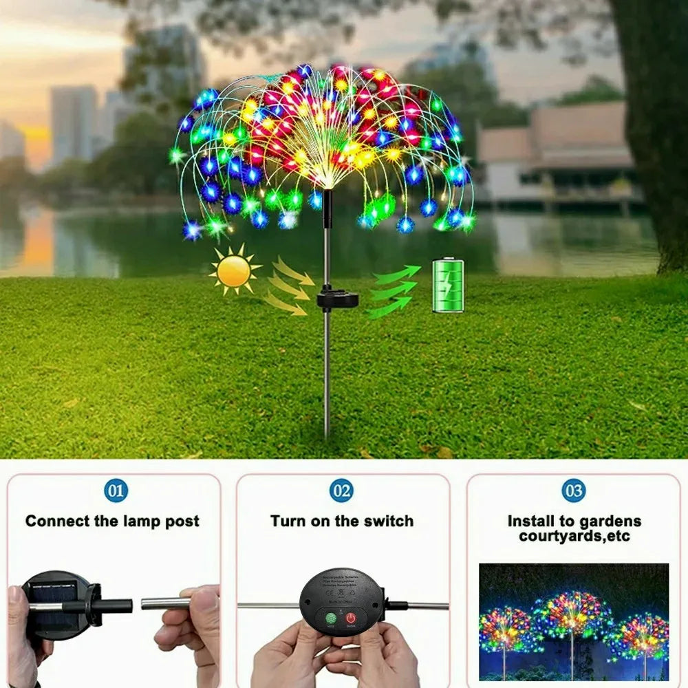 LED Solar Außenweg Beleuchtung Feuerwerk Effekt